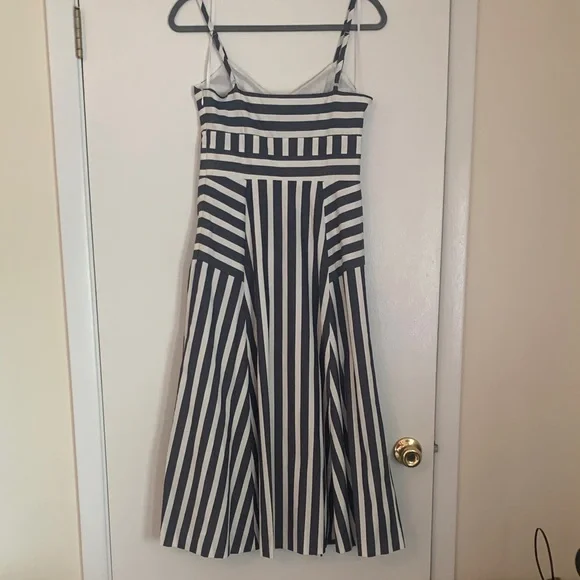 Veronica Beard Striped Navy and Cream Midi Dress - Picture 3 of 12